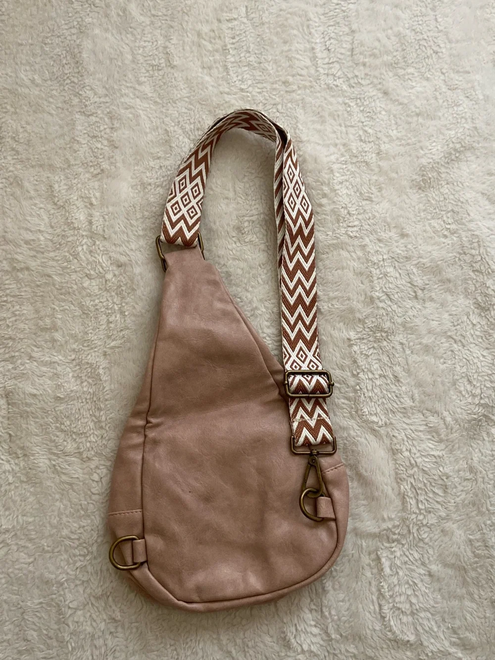 Classic Blush Sling Bag with Chevron Strap